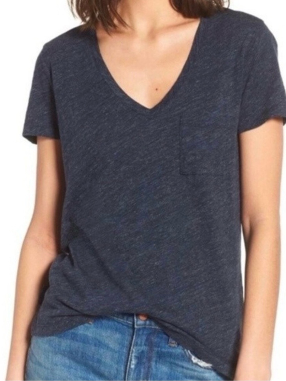 Madewell Blue V-Neck Short Sleeve T-shirt
